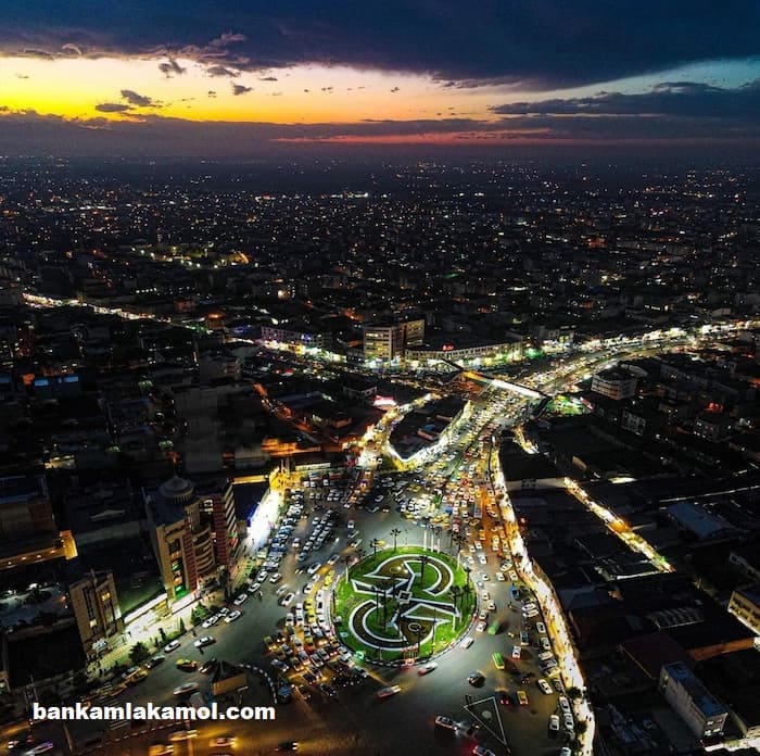 تصویر هوایی شهر آمل میدان 17 شهریور